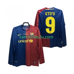 Camisolas de futebol FC Barcelona ETO O 9 Champions League 2008 2009 Retro Equipamento Principal Manga Comprida